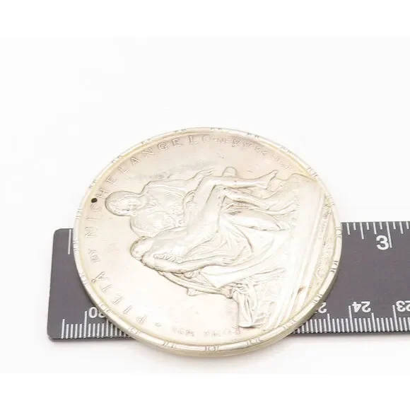 925 Sterling Silver Vintage TOWLE 1964 MICHELANGELO Carved Heavy Coin TR3679